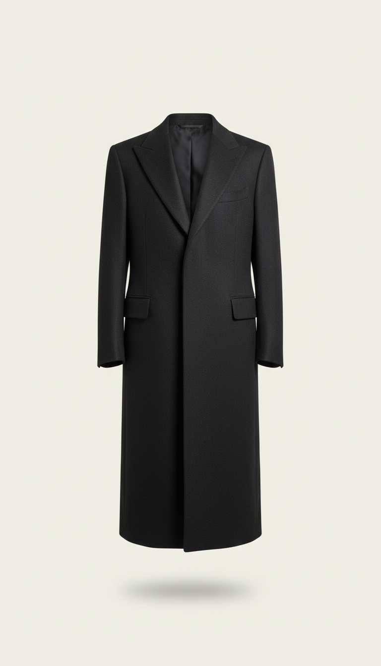 Tailored overcoat in charcoal black
