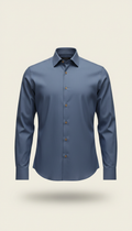 Fine cotton shirt in slate blue