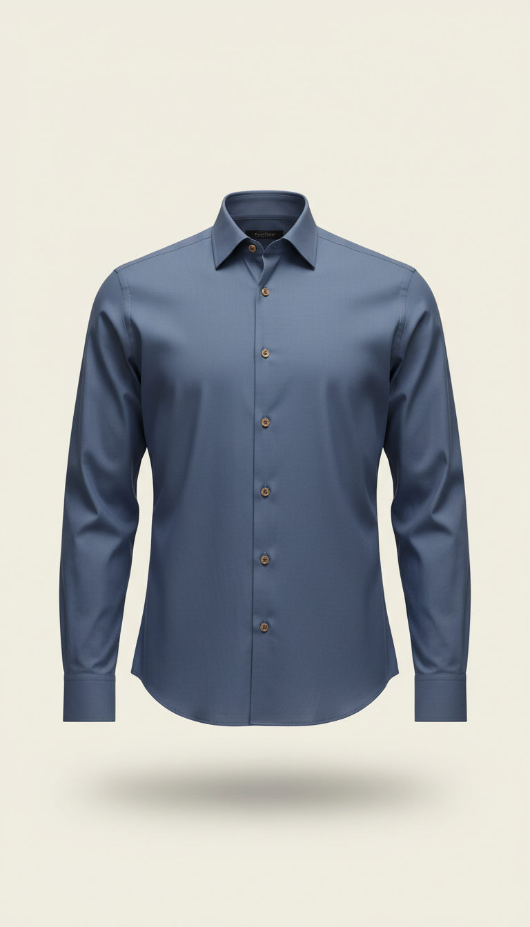 Fine cotton shirt in slate blue